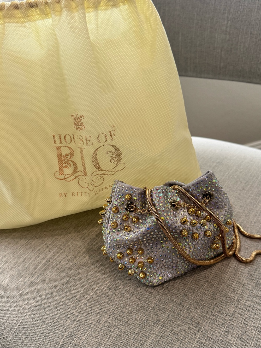Small Embellished Silver Evening Pouch